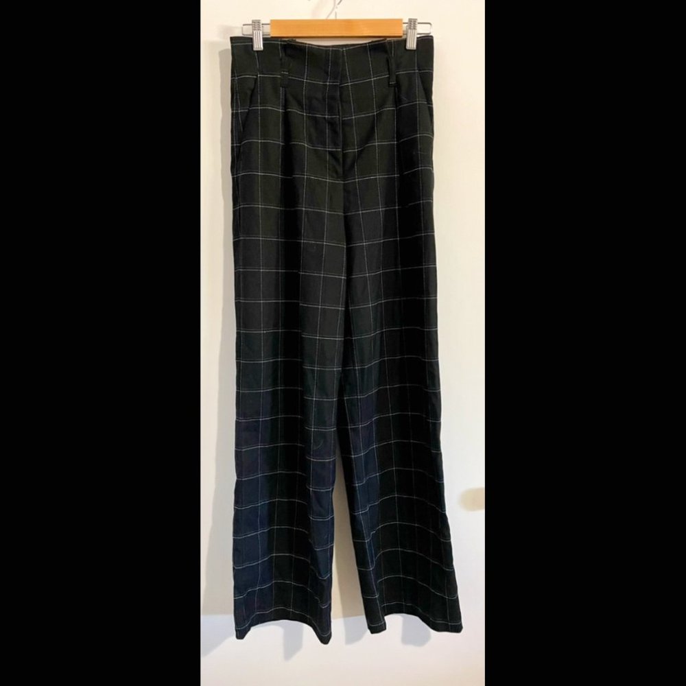H&M Womens Black Gray Plaid Pants Size 2